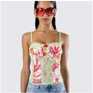 Finesse Devi Multi Print Corset Top.Y2K Festival Party Going Out Top. Sz XS